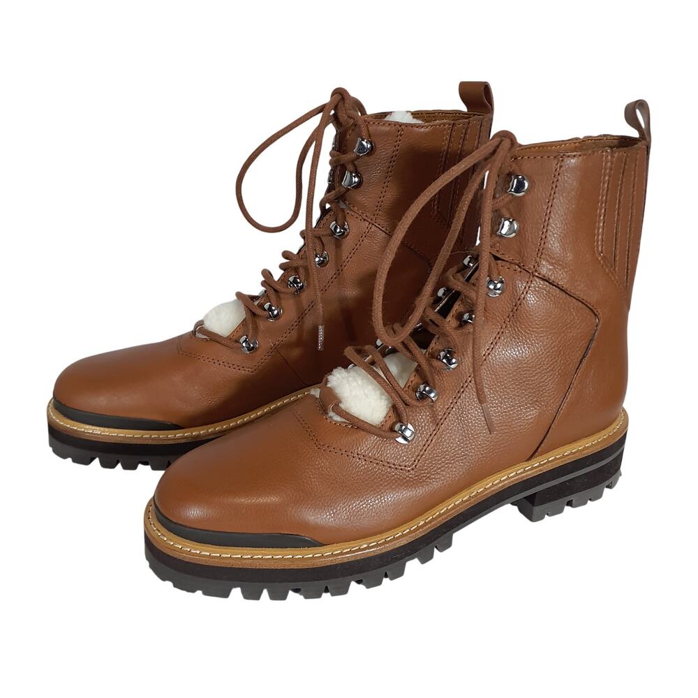 Marc Fisher Ltd Shearling Brown Izzie Lace Up Boots Size 9 m - Picture 2 of 5